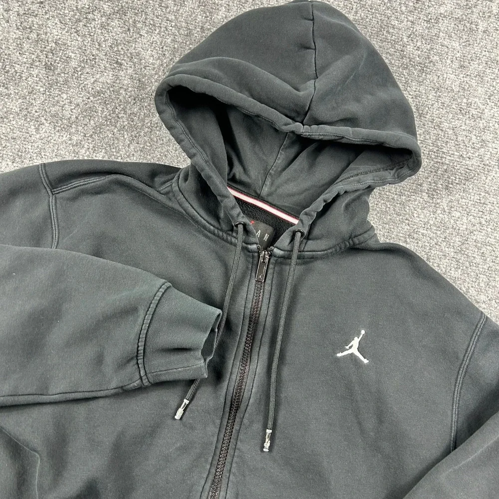 Jordan‎ Full Zip Hoodie Mens Small Black Jumpman Fleece Sweatshirt Activewear